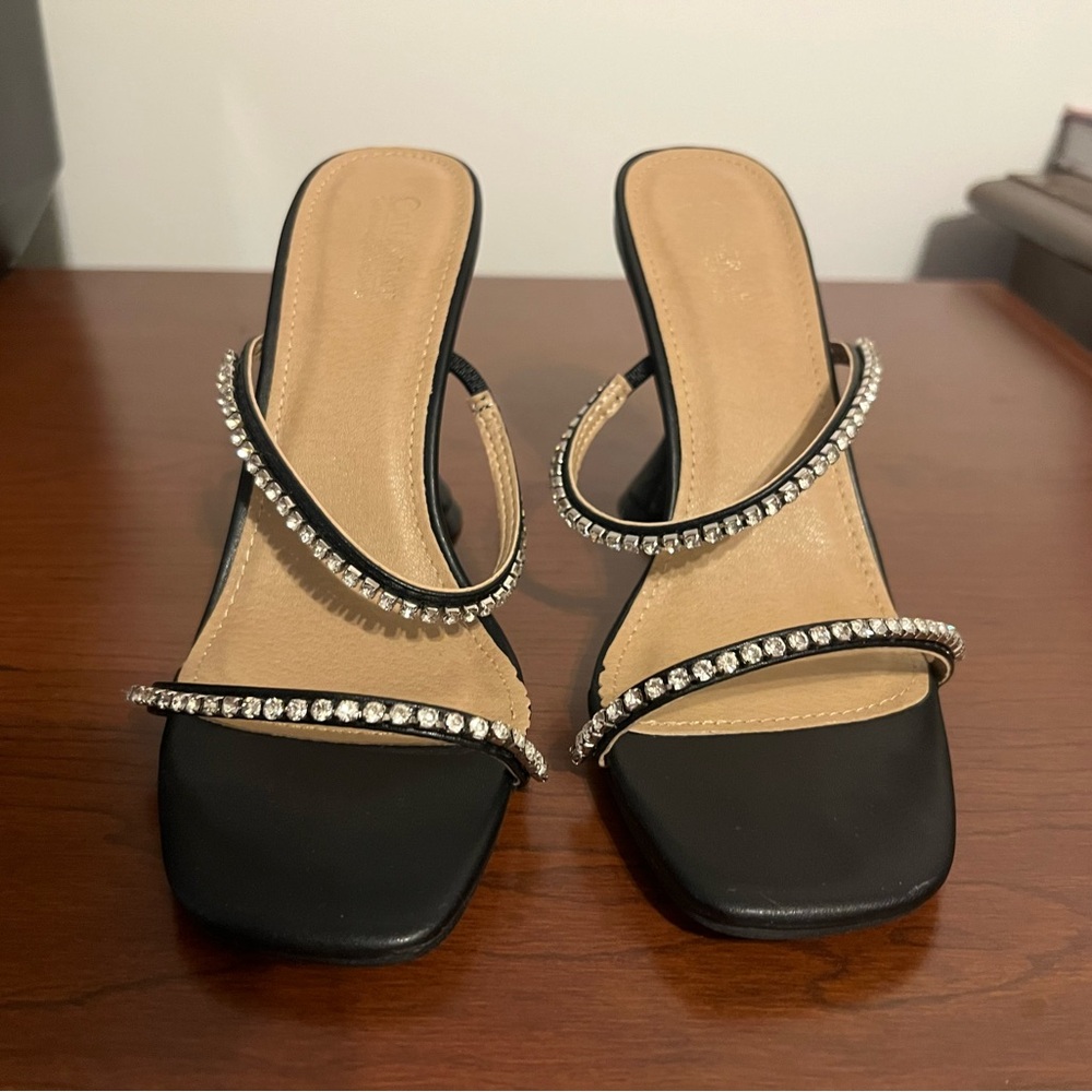Catherine Malandrino Black Rhinestone Heels